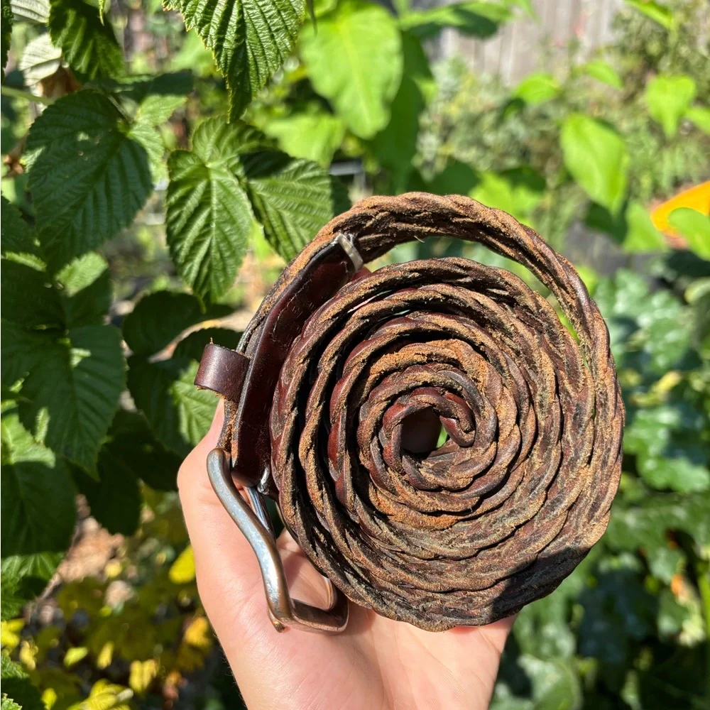 Brown Leather Woven Belt